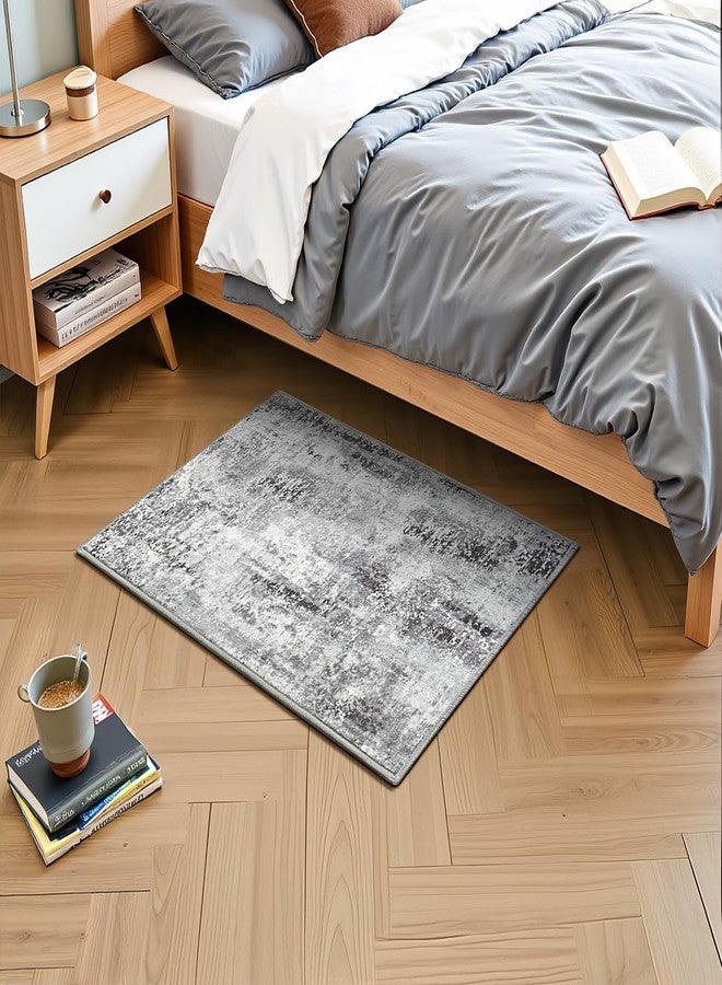 Flagover Dark Grey Washable Small Area Rug, 2x3 Abstract Non-Slip Door Mat, Modern Low Pile Indoor Entryway Rugs, Stain Resistant Throw Carpet for Front Door, Kitchen, Entry, Inside Entrance - Image 2